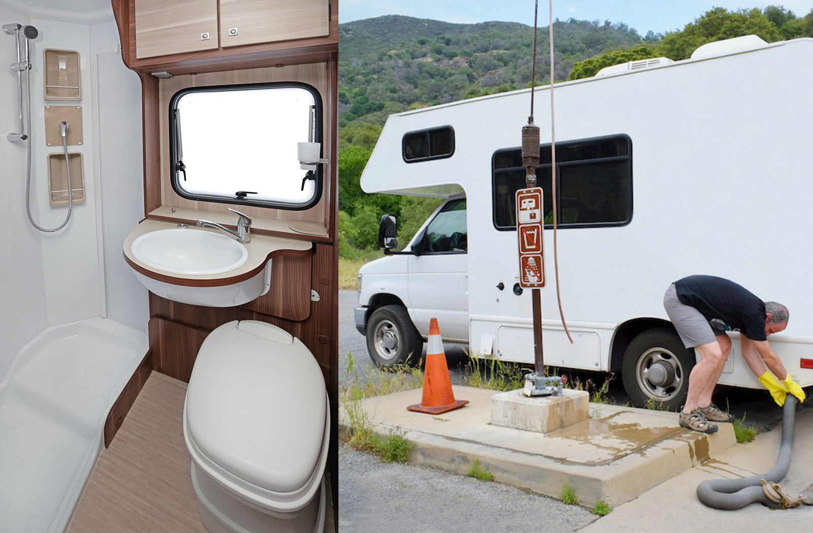 Portable RV/camper toilet and holding tank setup in Mankato, Minnesota